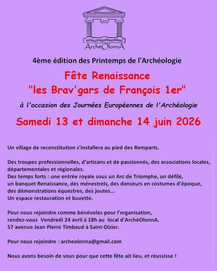 Illustration de l'événement : Appel à bénévoles pour Fête RENAISSANCE : Les Brav’gars de François 1er