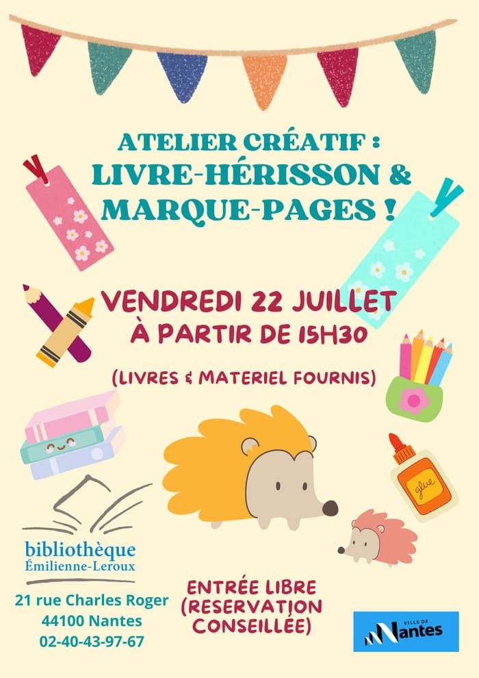 Illustration de l'événement : Atelier Créatif : Livre-hérisson & Marque-pages !