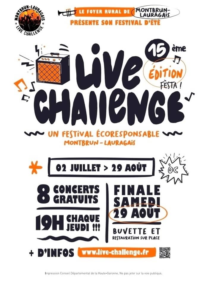 Illustration de l'événement : Live Challenge : concerts à Montbrun-Lauragais tous les jeudis de l'été
