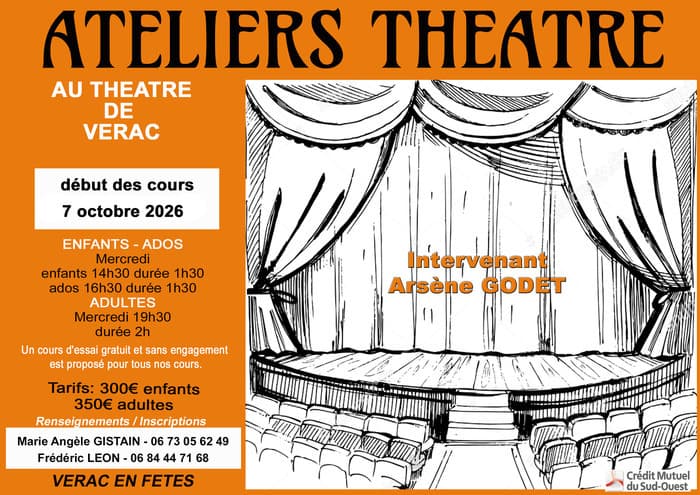 Illustration de l'événement : 🎭 ATELIERS THÉÂTRE 2026/2027 🎭