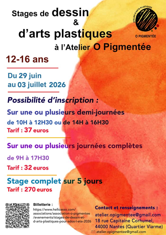 Illustration de l'événement : Stages de dessin et d'arts plastiques pour ados / l'été 2026