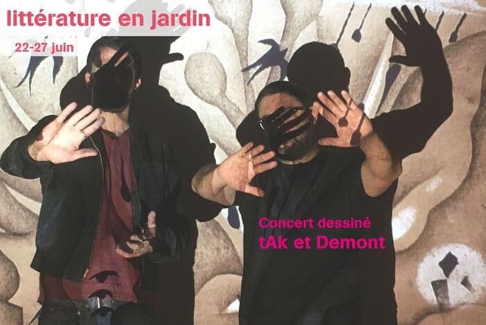 Illustration de l'événement : Festival Littérature en jardin : Concert dessiné "Train de nuit dans la voie lactée", par le duo tAk et Demont (J5)
