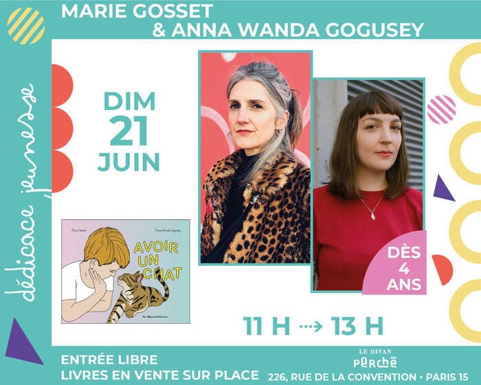Illustration de l'événement : L'autrice Marie Gosset et l'illustratrice Anna Wanda Gogusey dédicacent leur nouvel album « Avoir un chat »