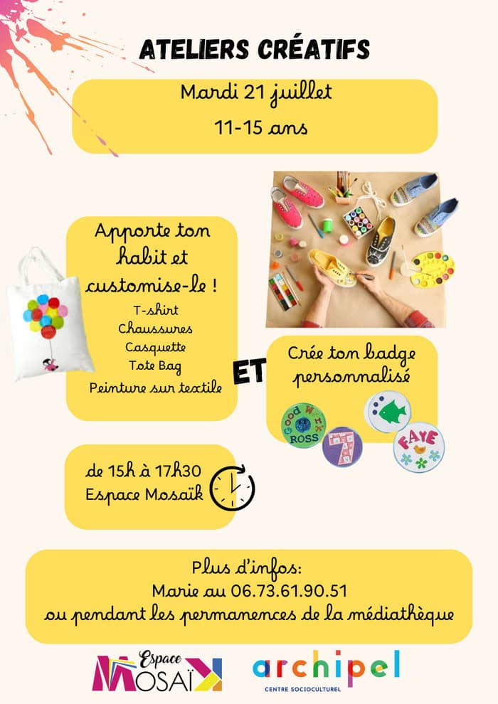 Illustration de l'événement : Ateliers créatifs pour les ados