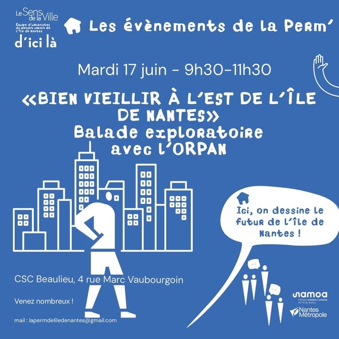 Illustration de l'événement : Petit dej’ et marche exploratoire : “Bien vieillir à l’est de l’Île de Nantes”