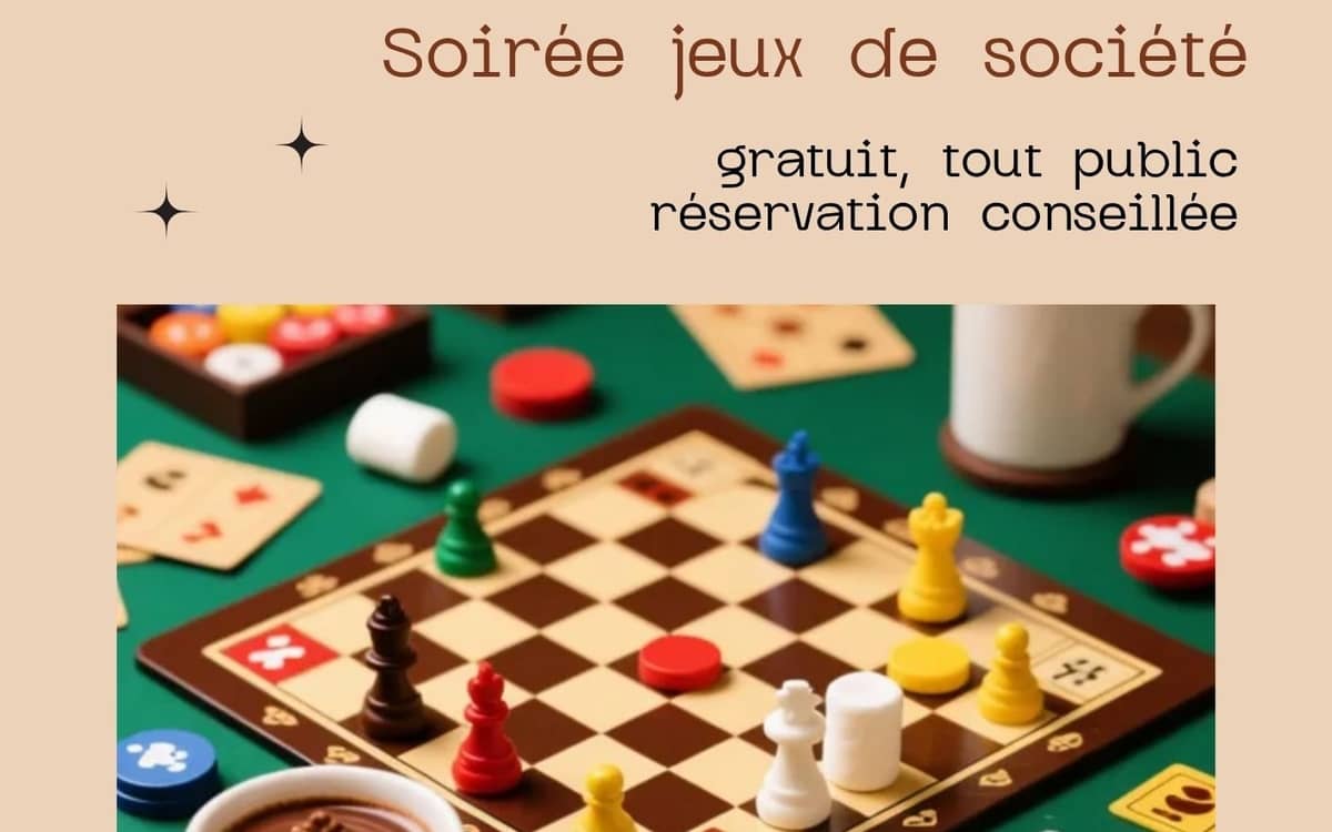 Illustration de l'événement : Soirée jeux de société chocolat chaud et chamallow - Bibliothèque Claire Bretécher