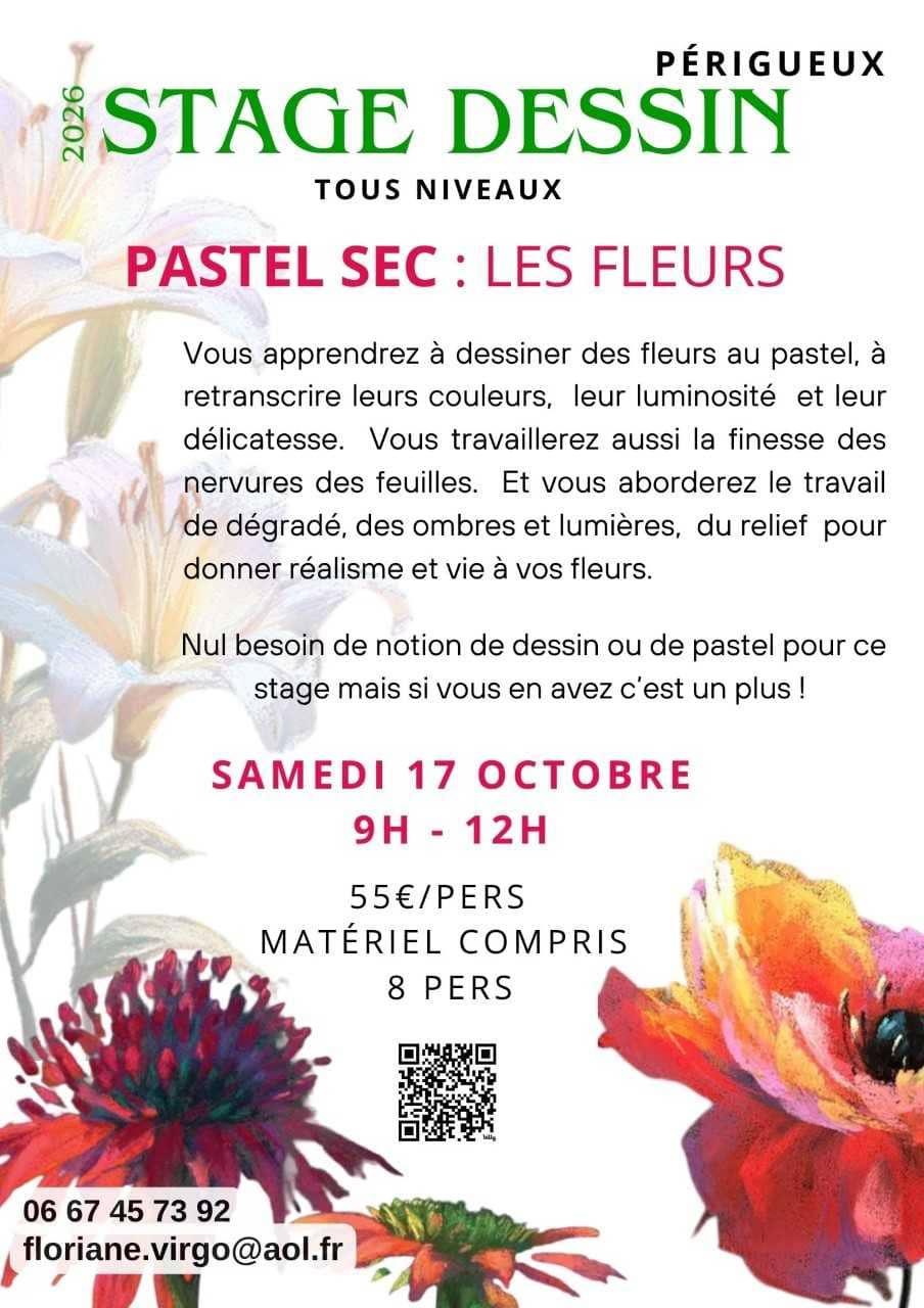 Illustration de l'événement : Stage dessin : Pastel sec - les fleurs par Floriane VIRGO