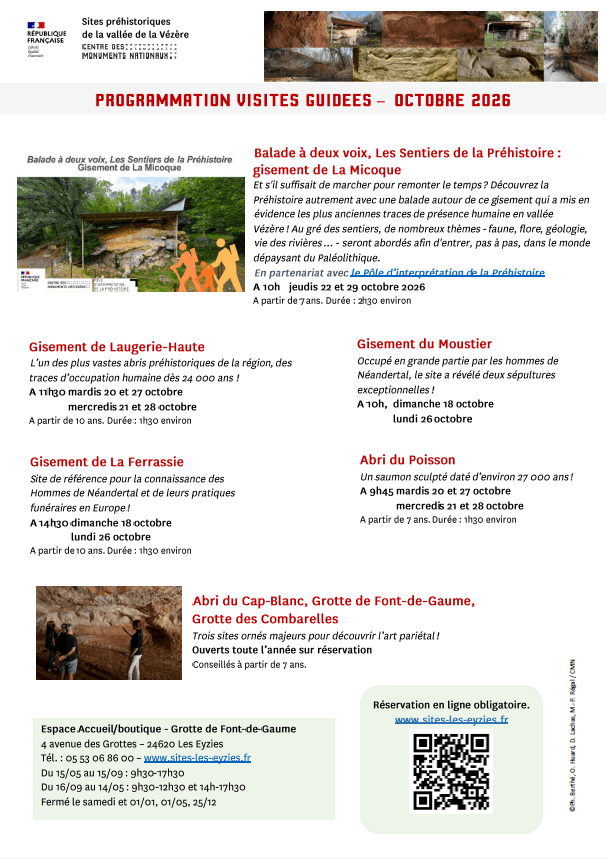 Illustration de l'événement : Les vacances d'automne sur les Sites préhistoriques de la vallée de la Vézère