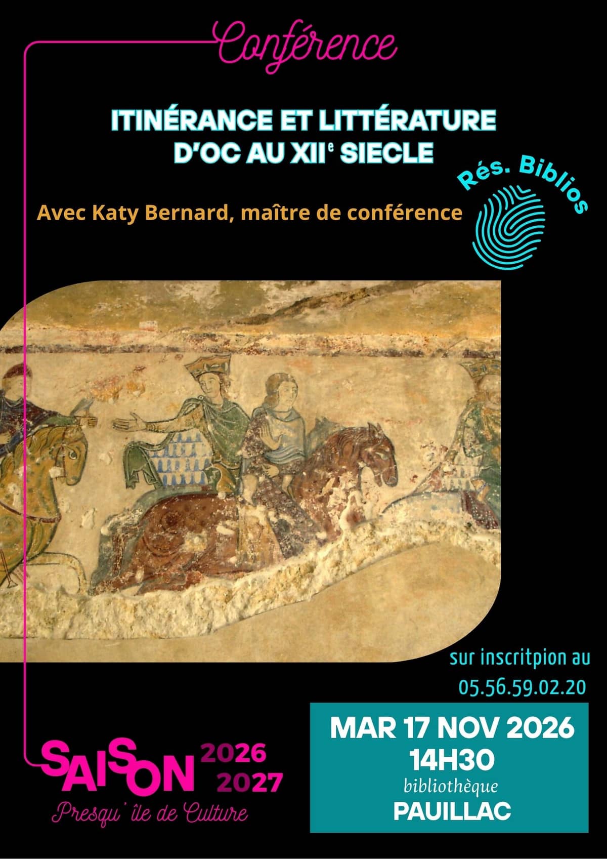 Illustration de l'événement : Conférence itinérance et littérature d'oc au 12eme siècle : quelques exemples autour d'Aliénor d'Aquitaine et de son fils Richard Coeur de Lion