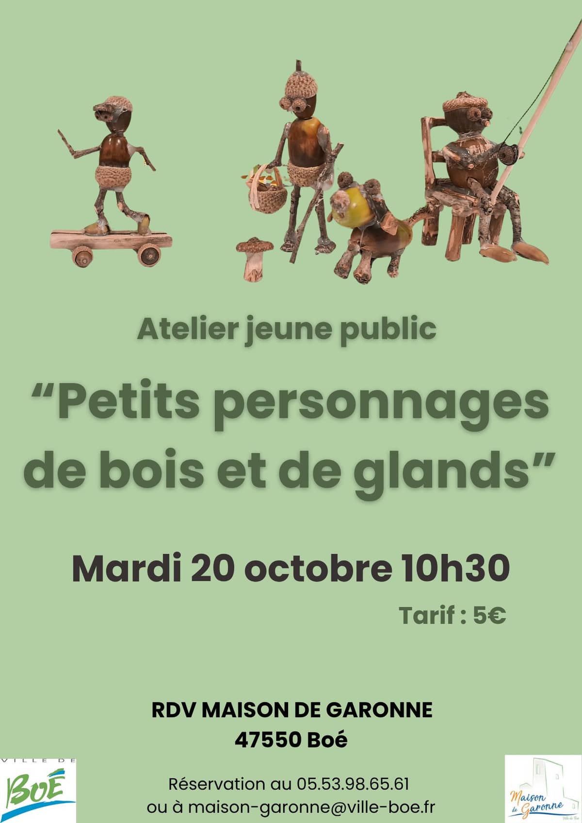 Illustration de l'événement : Atelier de création de petits personnages de bois et de glands - jeune public