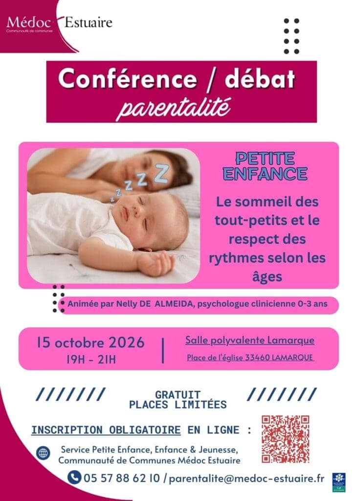 Illustration de l'événement : Conférence parentalité CDC Médoc Estuaire : Sommeil des tout-petits et rythmes