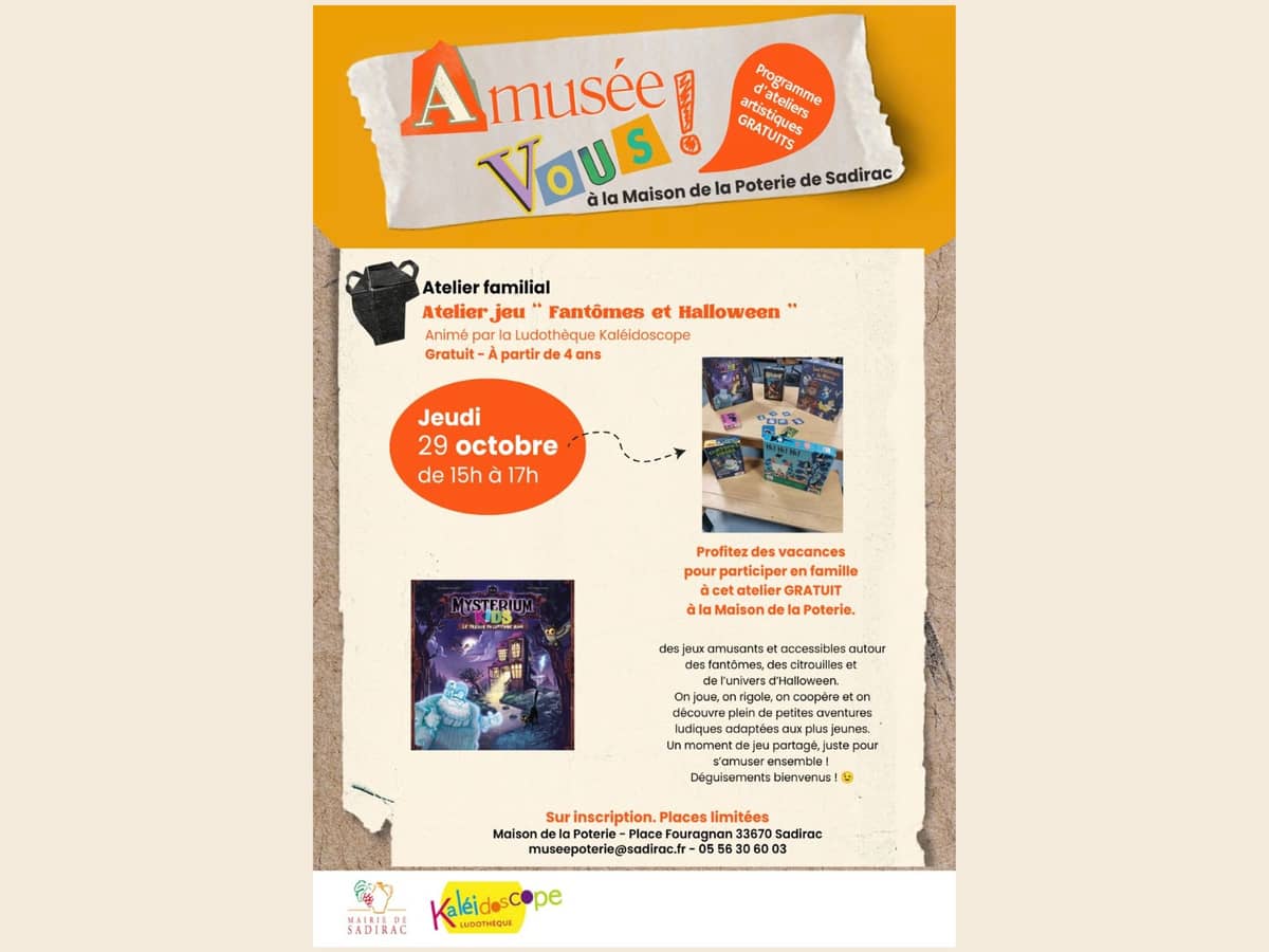 Illustration de l'événement : Atelier familial "Fantômes et Halloween" : jeux sur le thème d'Halloween