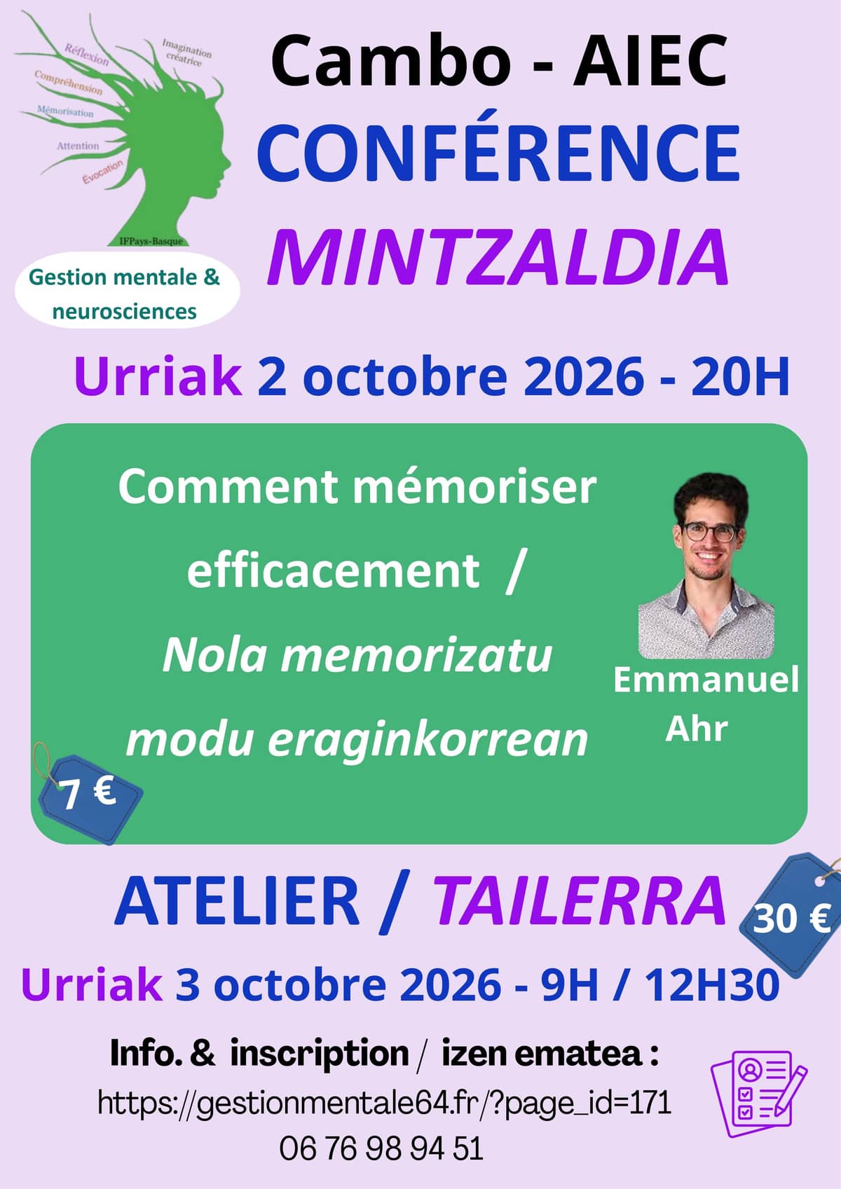 Illustration de l'événement : Conférence : Comment mémoriser efficacement ?