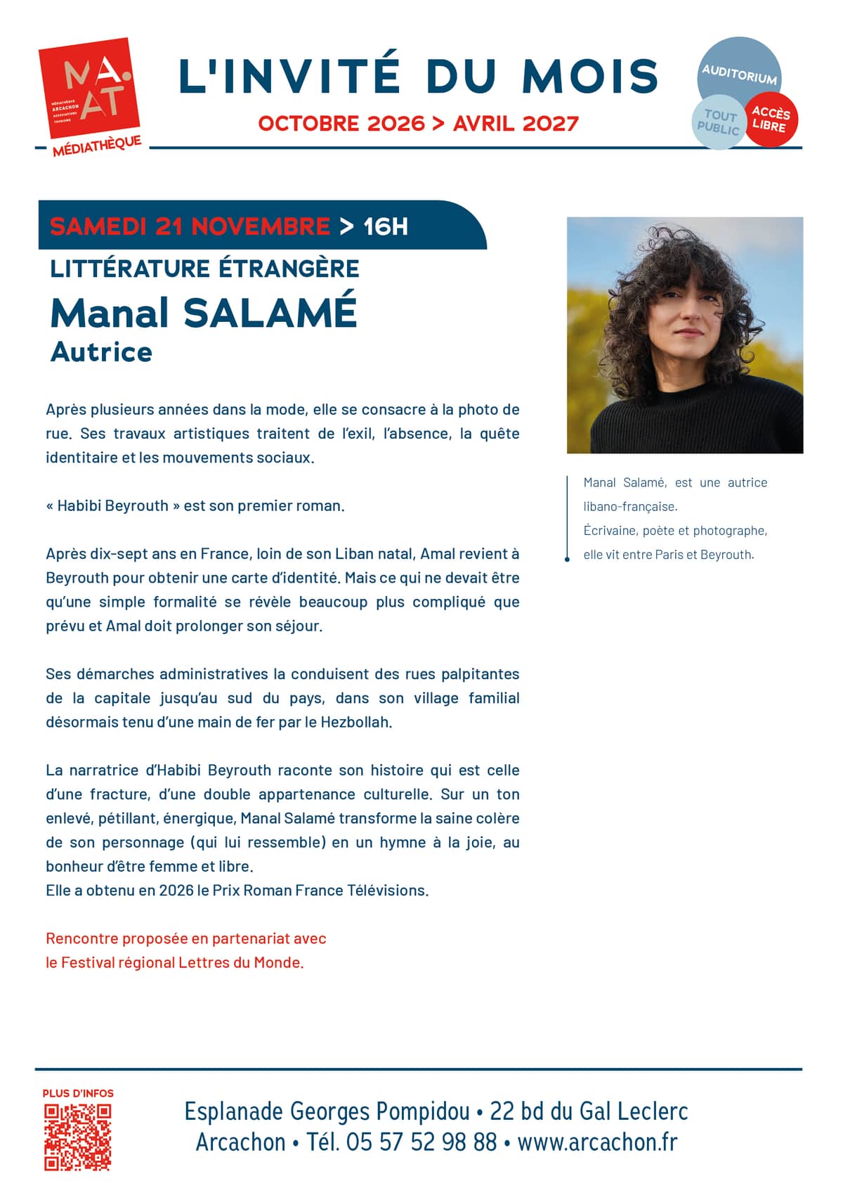 Illustration de l'événement : L'invité du mois : Manal Salamé