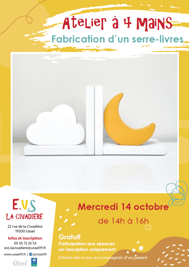 Illustration de l'événement : Atelier à 4 mains fabrication d'un serre-livres