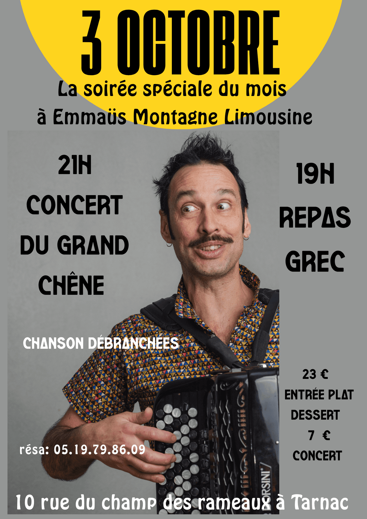 Illustration de l'événement : Repas Grec et concert du Grand Chêne à Emmaüs