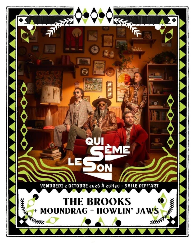 Illustration de l'événement : THE BROOKS + HOWLIN' JAWS + MOUNDRAG // Qui Sème Le Son par Diff'art