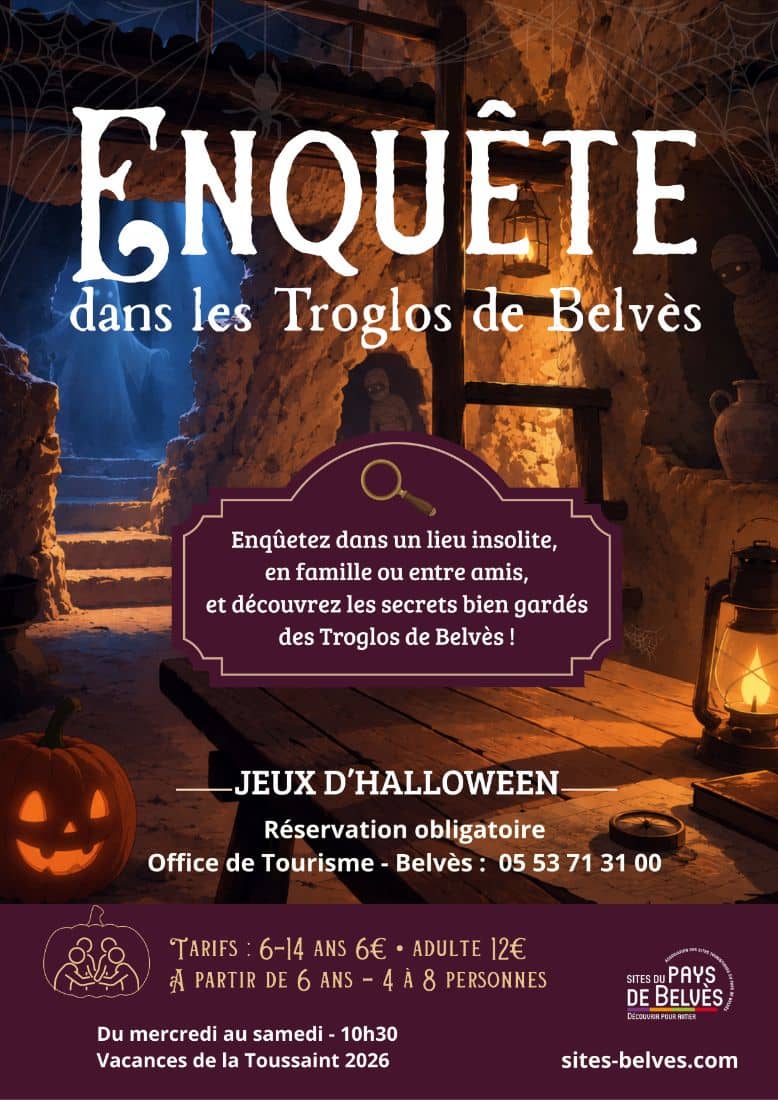 Illustration de l'événement : Enquête pour Halloween dans les Troglos de Belvès