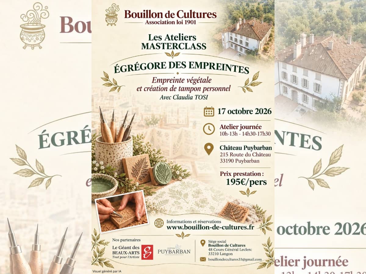 Illustration de l'événement : Ateliers mastercalss : empreinte végétale + création de tampon