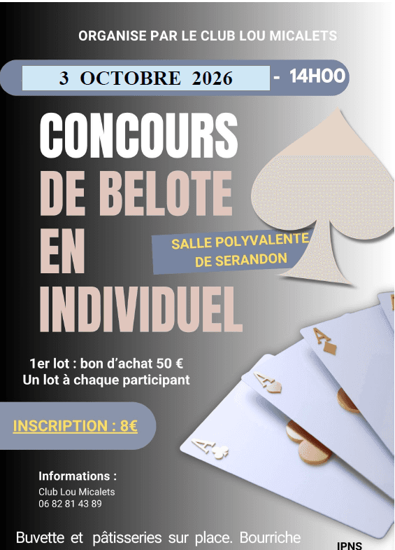 Illustration de l'événement : Concours de belote en individuel