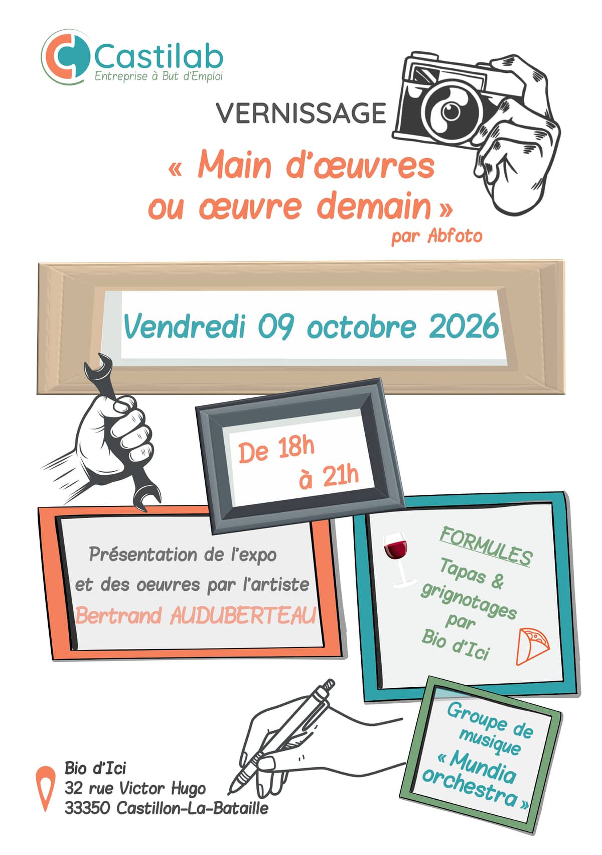 Illustration de l'événement : Vernissage exposition "Mains d'œuvre ou œuvre demain" à Bio d'Ici