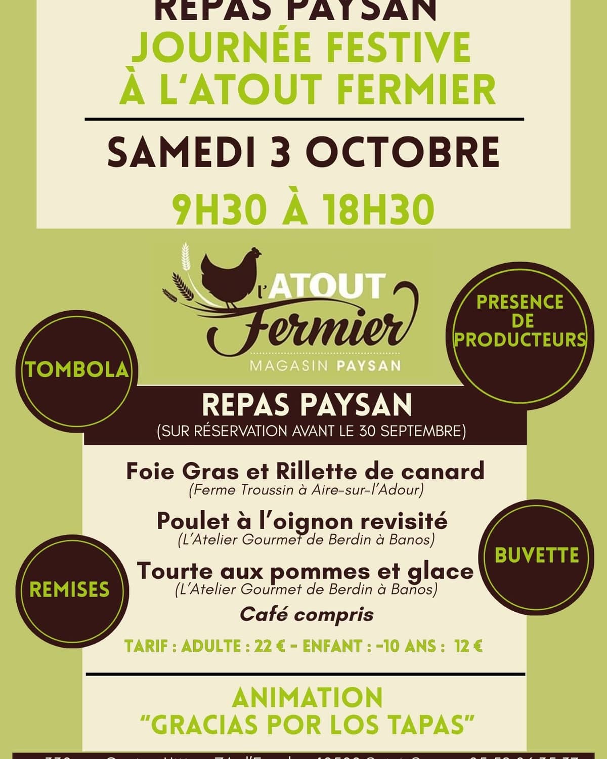 Illustration de l'événement : Repas Paysan et Journée Festive à l'Atout Fermier