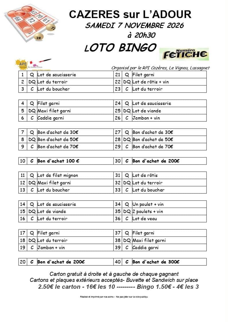 Illustration de l'événement : Loto Bingo