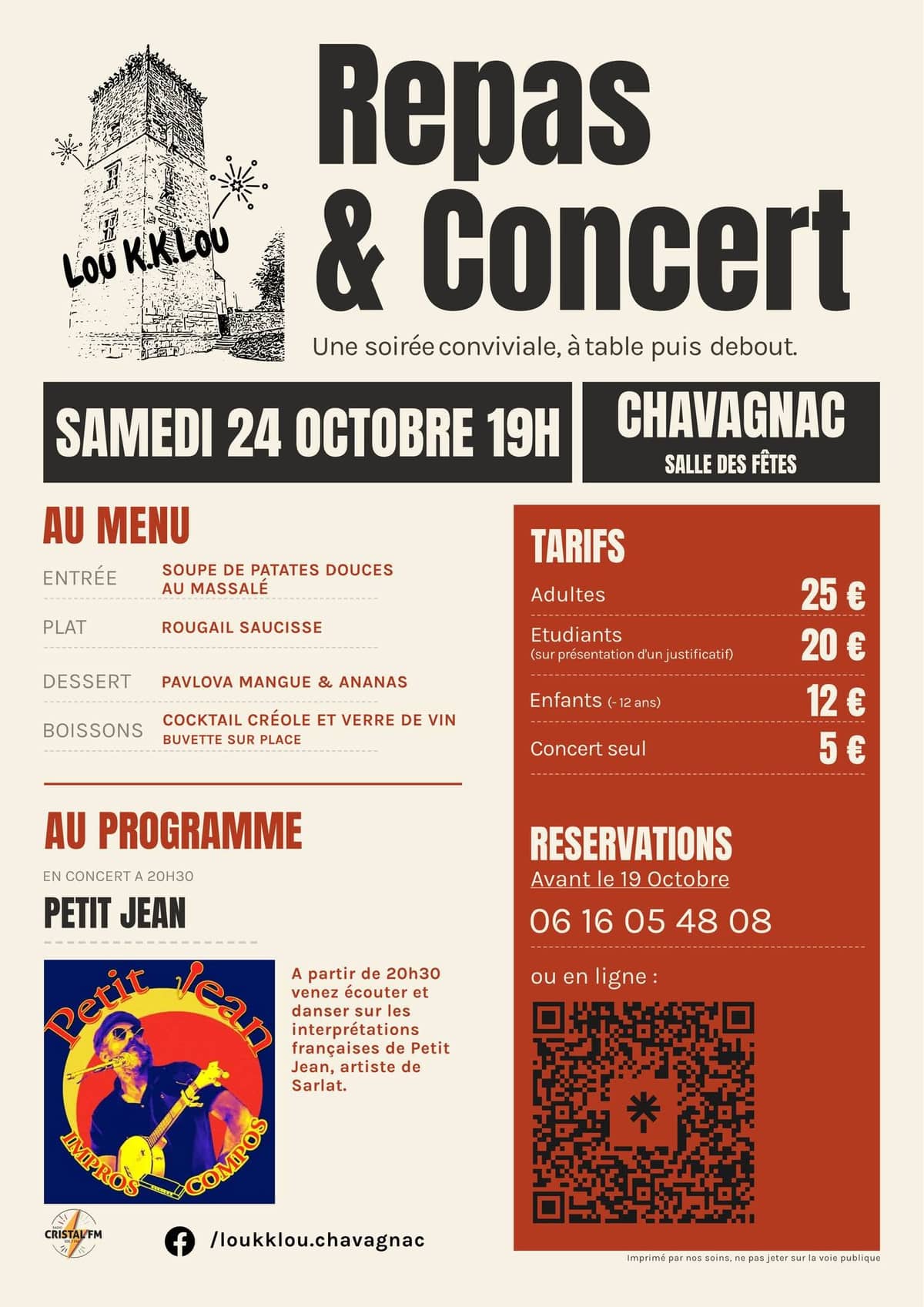 Illustration de l'événement : Concert et Repas rougail saucisse