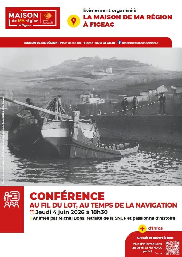 Illustration de l'événement : Maison de la région à Figeac, conférence : « Au fil du Lot, au temps de la navigation »