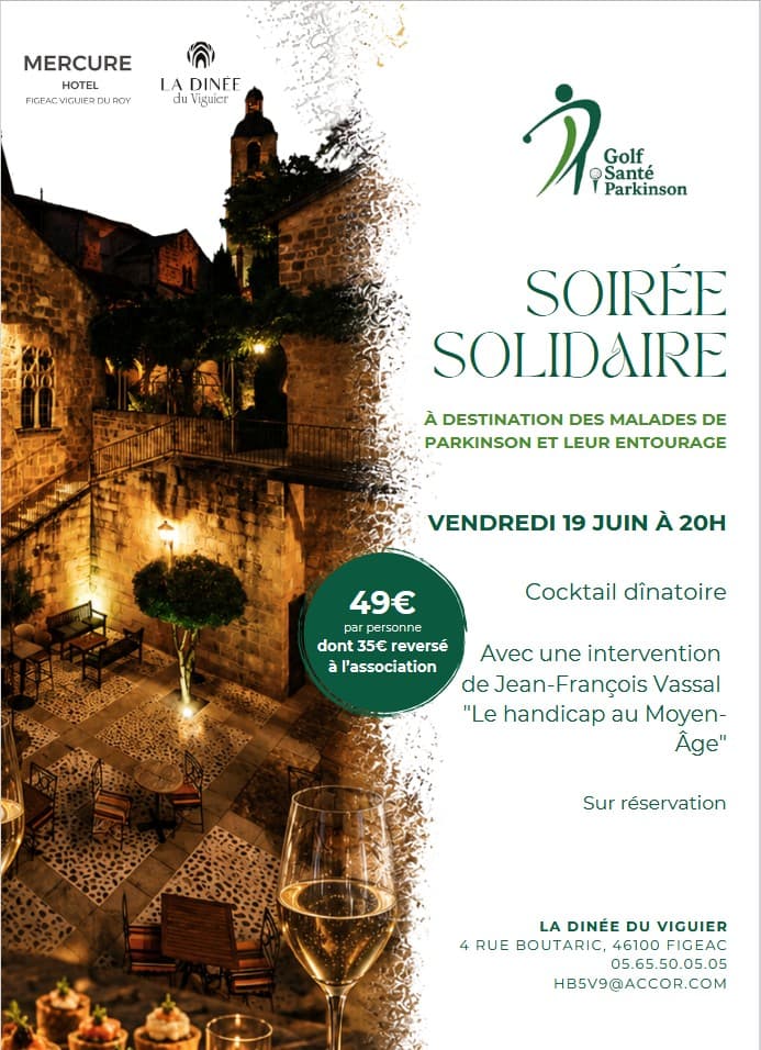 Illustration de l'événement : "Soirée solidaire Parkinson, Hôtel Viguier du Roy Figeac