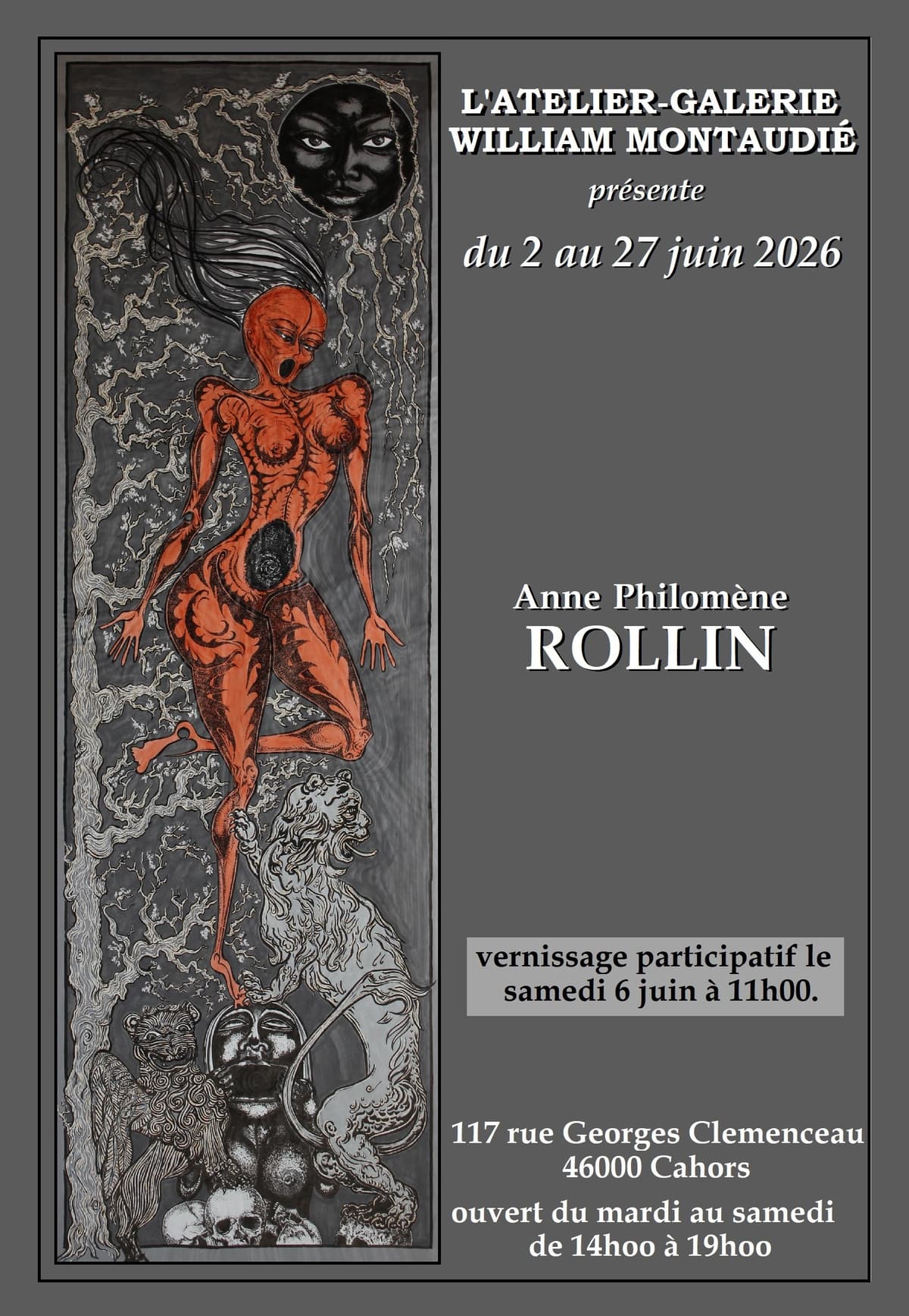 Illustration de l'événement : Exposition de Anne Philomène Rollin à l'atelier-galerie William Montaudié