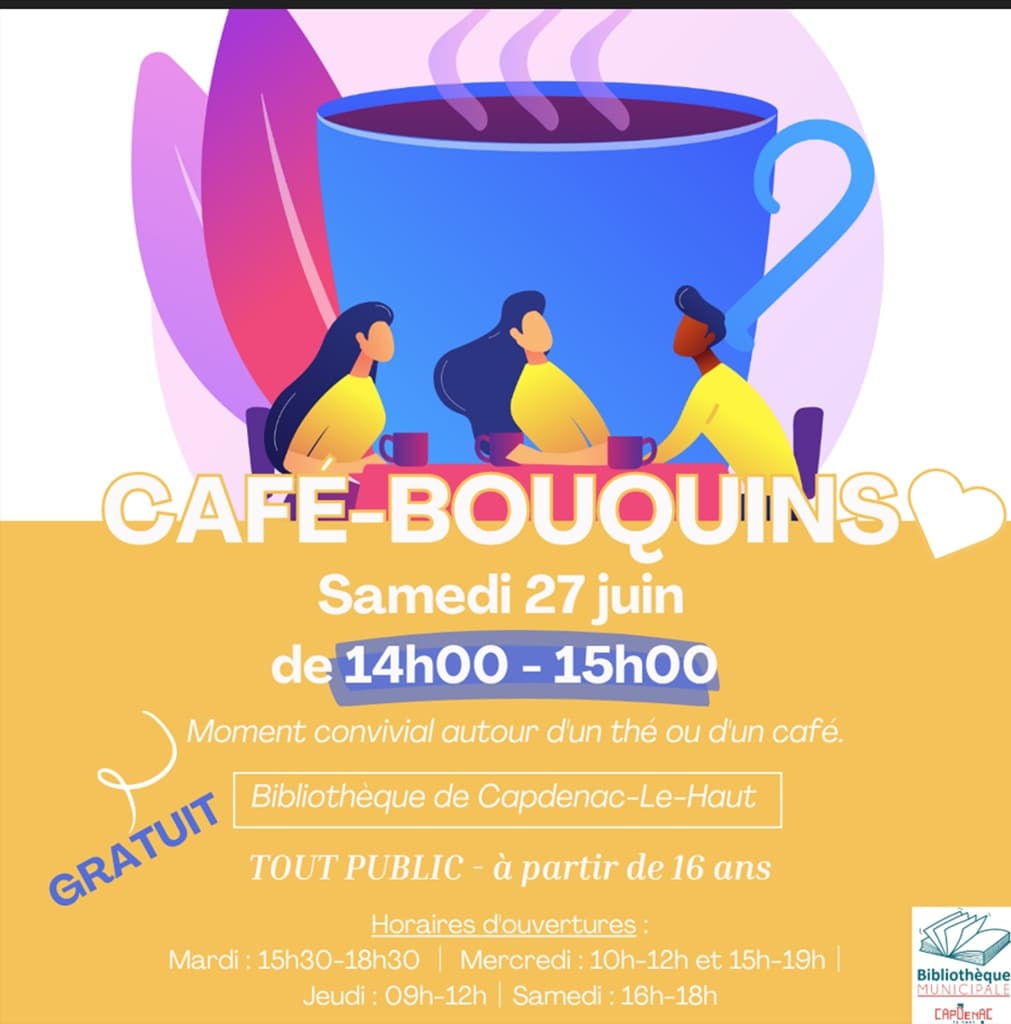 Illustration de l'événement : Café-bouquins à la bibliothèque de Capdenac-Le-Haut