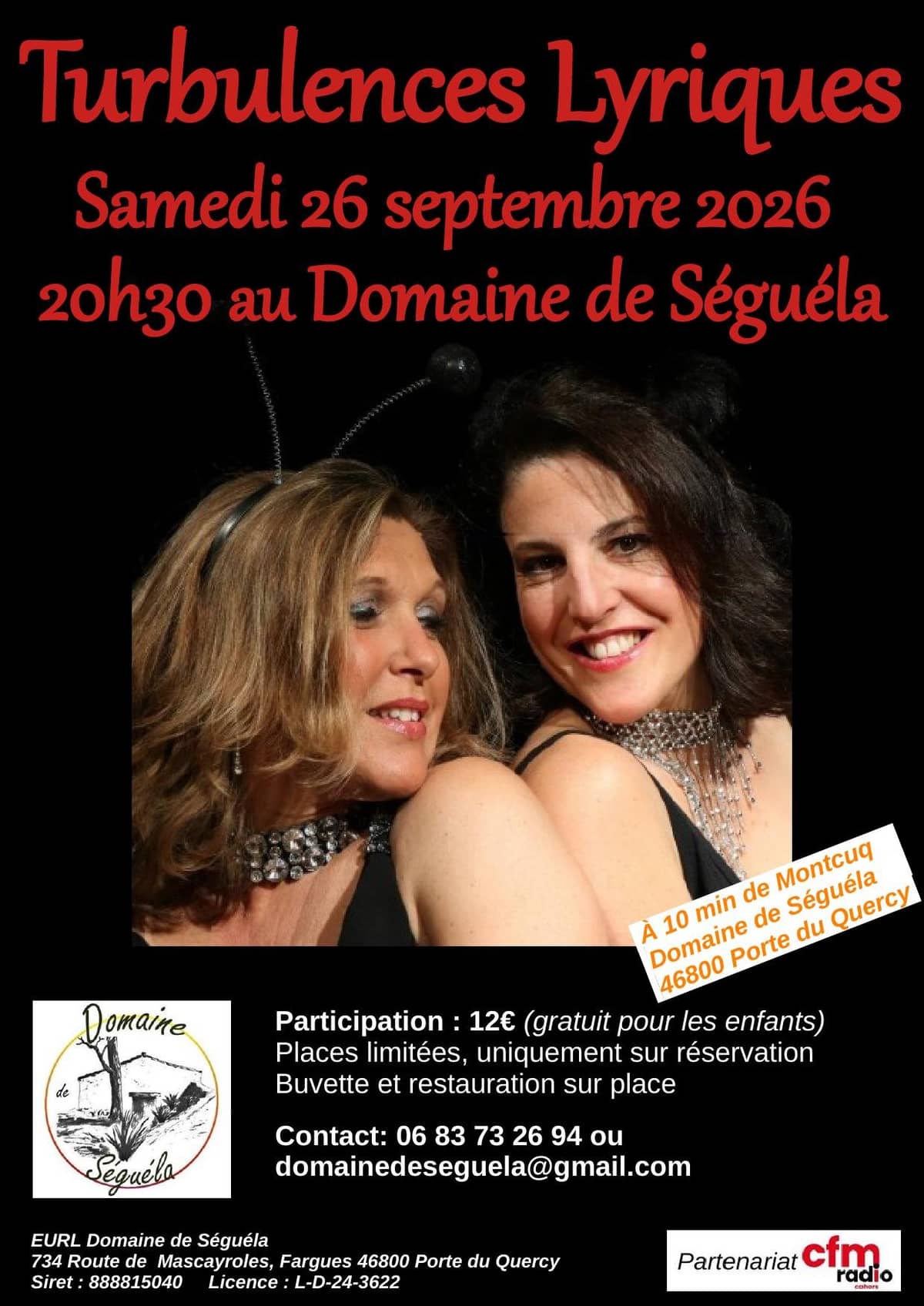 Illustration de l'événement : Concert : Turbulences Lyriques au Domaine de Séguéla