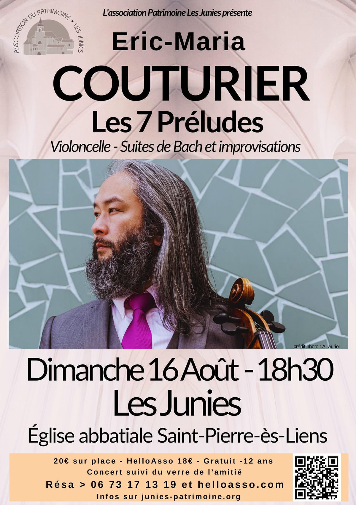 Illustration de l'événement : Concert aux Junies : Eric-Maria Couturier - Violoncelliste.