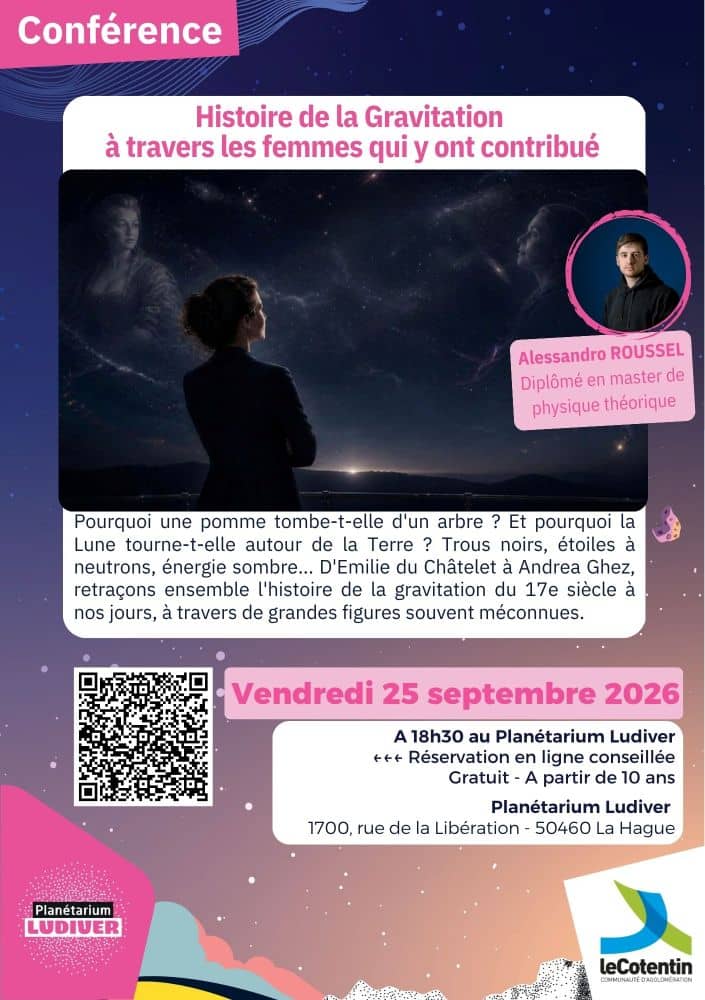 Illustration de l'événement : Conférence "Histoire de la gravitation à travers les femmes qui y ont contribué" par Alessandro Roussel