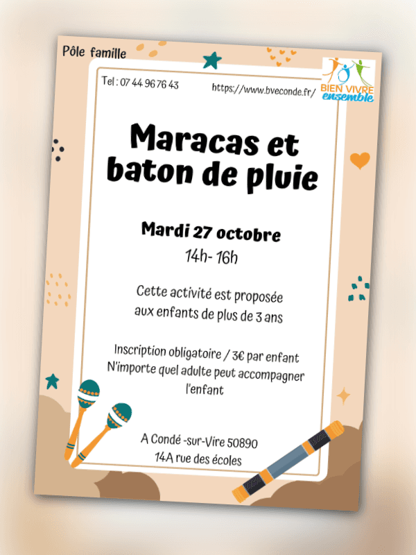 Illustration de l'événement : Atelier "Maracas et baton de pluie"