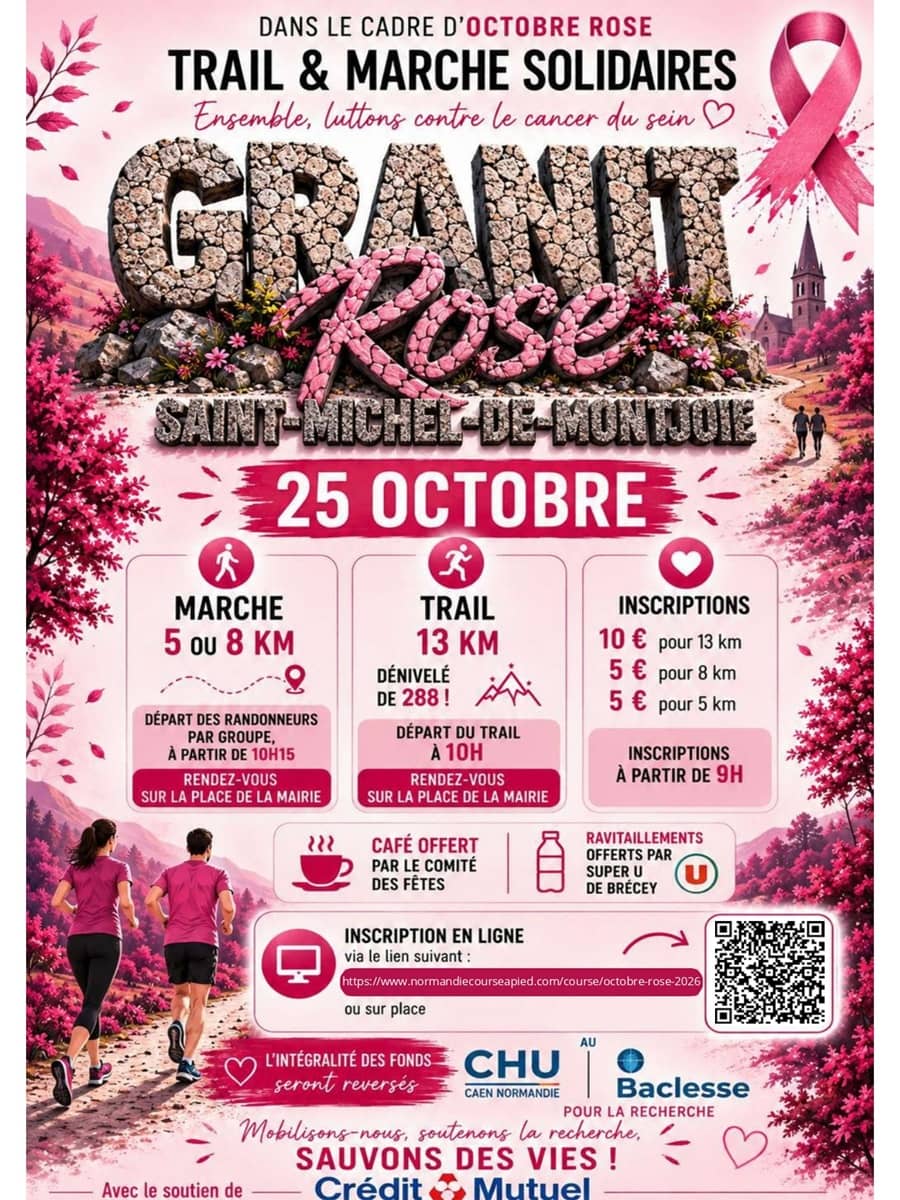 Illustration de l'événement : Trail et marche solidaire "Granit rose" dans le cadre d'Octobre Rose