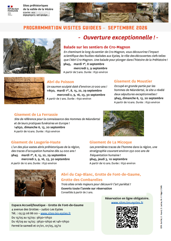 Illustration de l'événement : Le mois de septembre sur les Sites préhistoriques de la vallée de la Vézère
