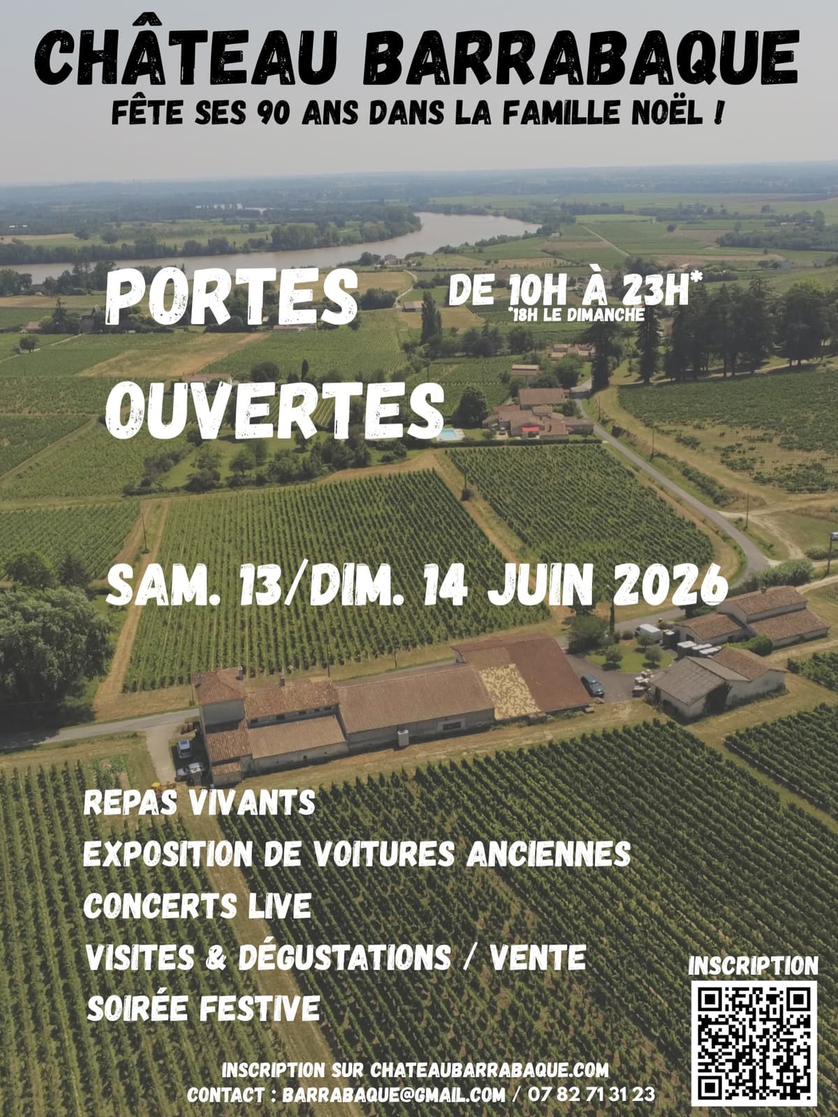 Illustration de l'événement : Portes Ouvertes - Château Barrabaque fête ses 90 ans dans la famille Noël !