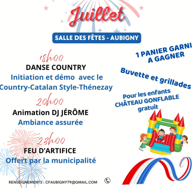 Illustration de l'événement : Aubigny : Fête du village ! feu d’artifice, musique, danse country