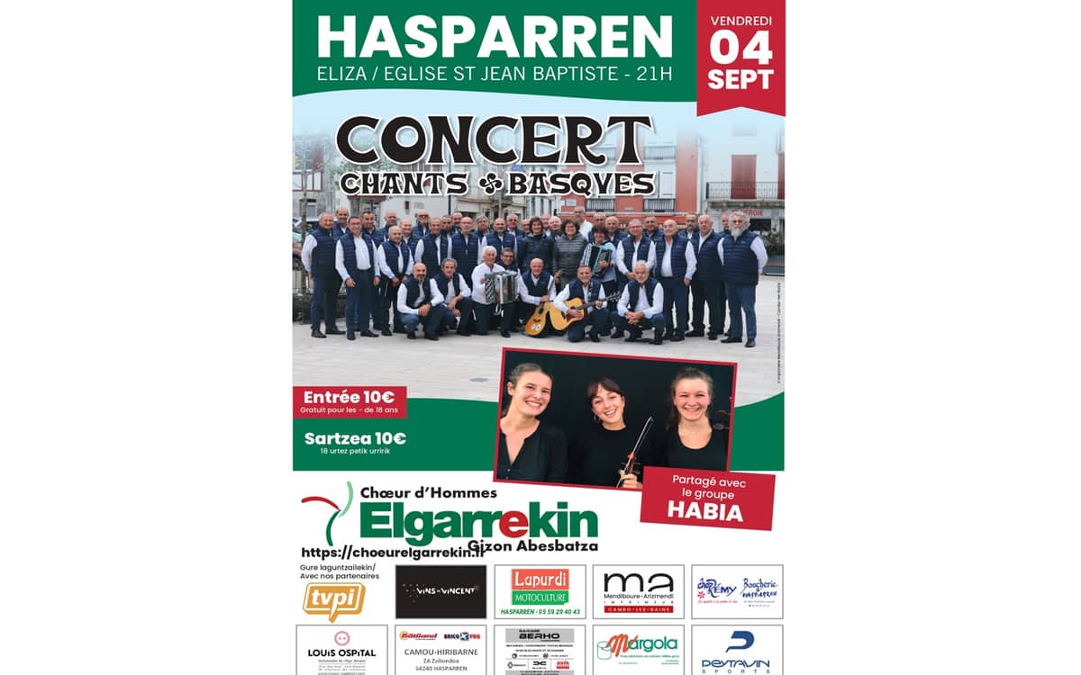 Illustration de l'événement : Concert avec le choeur d'hommes Elgarrekin et le groupe Habia