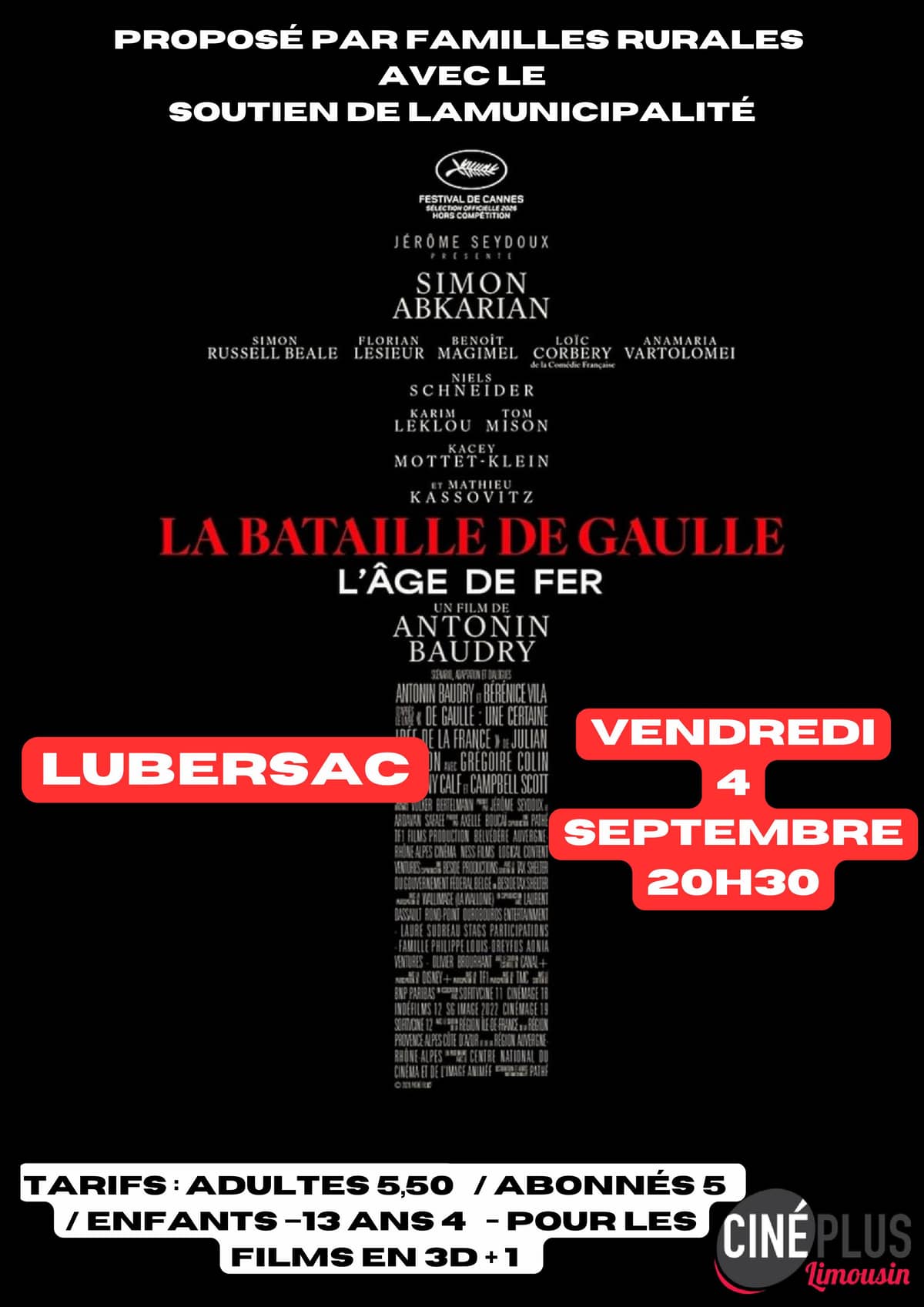 Illustration de l'événement : Cinéma à Lubersac : La Bataille de Gaulle : L'Âge de Fer