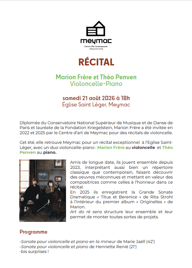 Illustration de l'événement : Récital Marion Frère et Théo Penven, violoncelle - piano