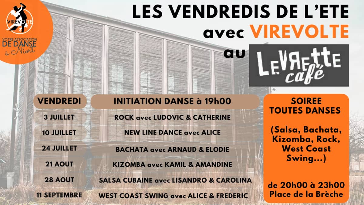 Illustration de l'événement : Les vendredis de l'été avec Virevolte au Levrette Café à Niort