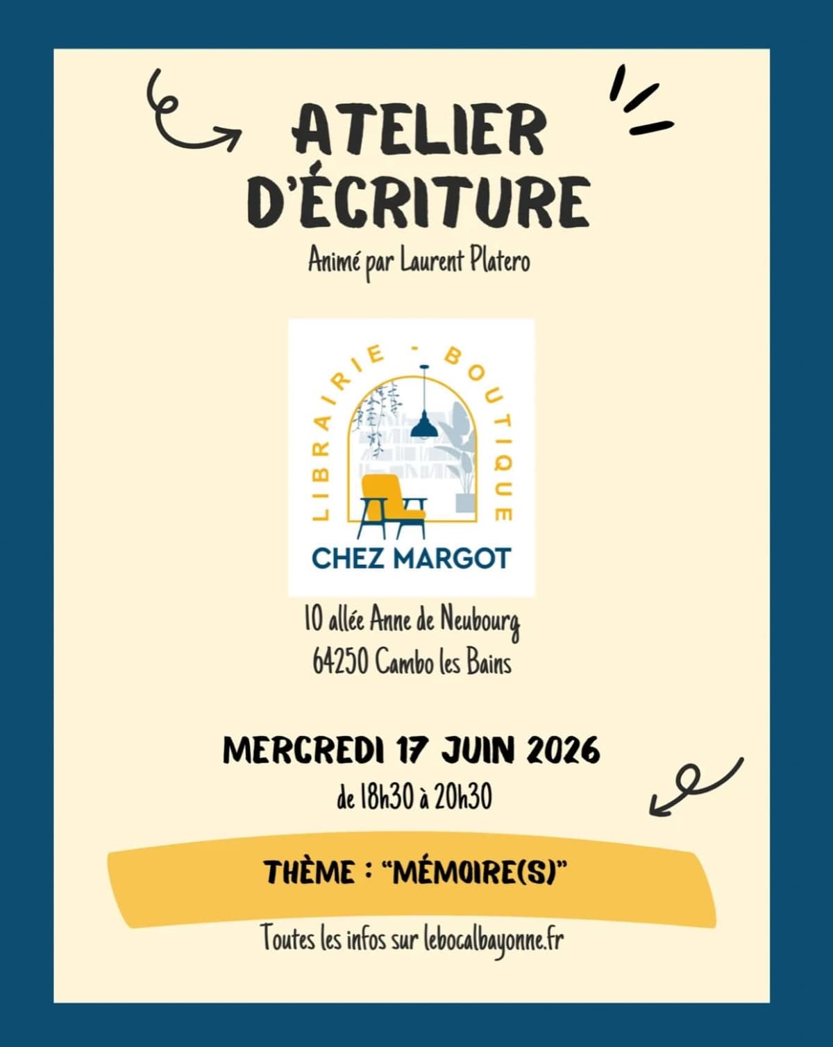 Illustration de l'événement : Atelier d'écriture thème "Mémoire(s)"