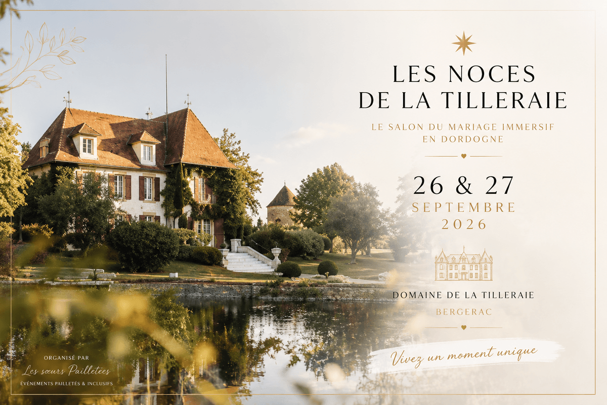 Illustration de l'événement : Salon du mariage immersif "Les Noces de la Tilleraie" | Les Soeurs Pailletées