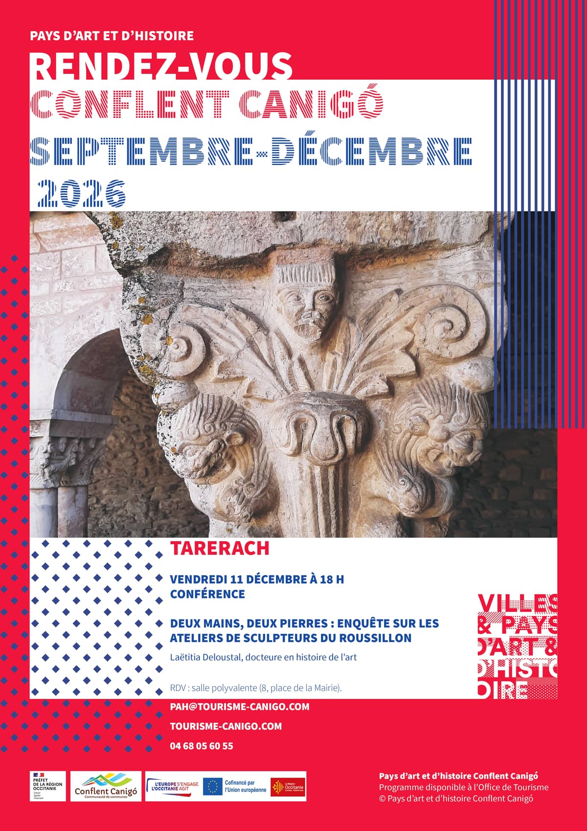 Illustration de l'événement : RENDEZ-VOUS DU PAYS D'ART ET D'HISTOIRE CONFÉRENCE - DEUX MAINS, DEUX PIERRES : ENQUÊTE SUR LES ATELIERS DE SCULPTEURS ROMANS EN ROUSSILLON