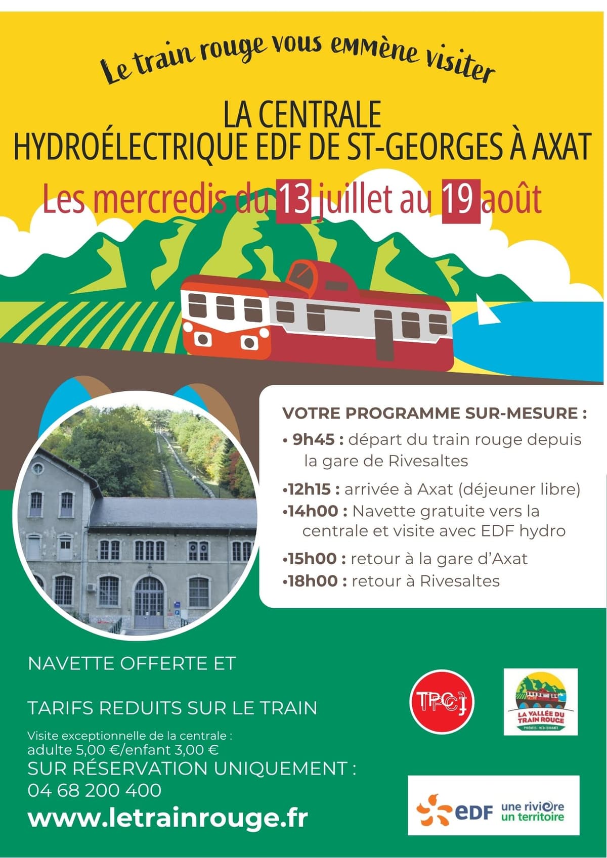 Illustration de l'événement : COMBINÉ TRAIN ROUGE + VISITE CENTRALE HYDROÉLECTRIQUE D'AXAT - AU DÉPART DE RIVESALTES