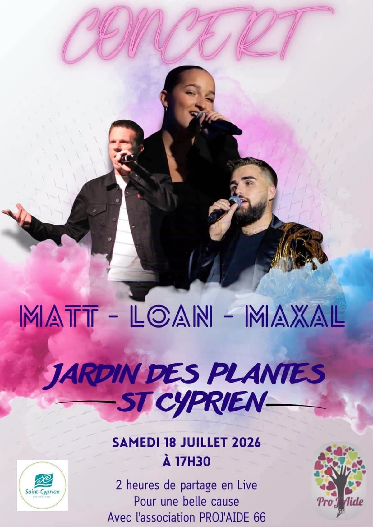 Illustration de l'événement : CONCERT PROJ'AIDE 66 - MATT - LOAN - MAXAL