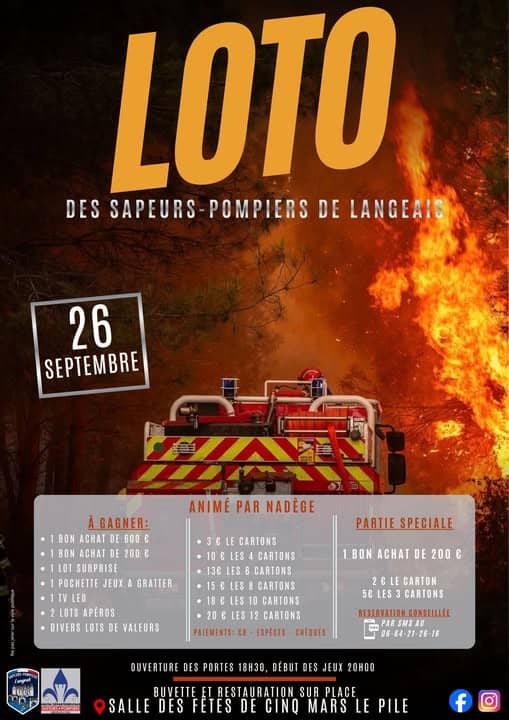Illustration de l'événement : LOTO DES SAPEURS POMPIERS DE LANGEAIS